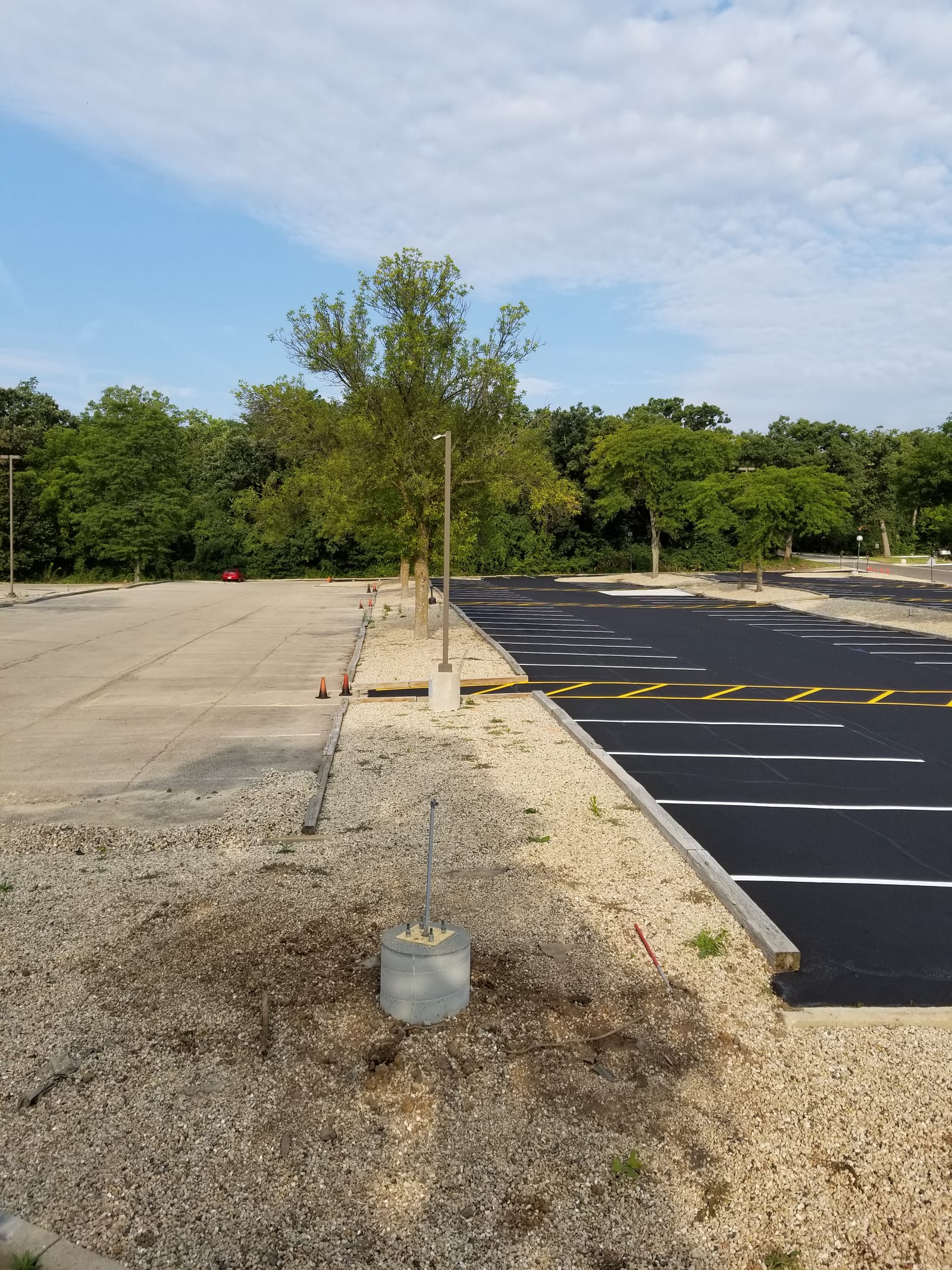 Commercial parking lot sealcoating and striping example in Madison, WI